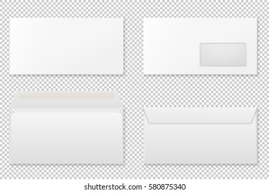 Blank Realistic Envelope Set. Vector Mockup.