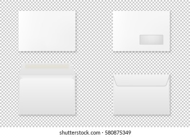 Blank Realistic Envelope Set. Vector Mockup.