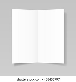 Blank realistic folded sheet of paper, brochure, flyer, postcard mockup
