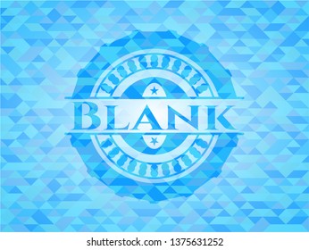 Blank realistic light blue emblem. Mosaic background