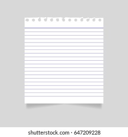 Blank realistic lined torn paper piece