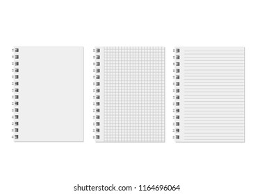 Blank realistic notebook. Diary notepad, paper page and notebook