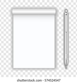 Blank realistic notepad notebook and pen isolated on transparent background. Display Mock up for corporate identity and promotion objects