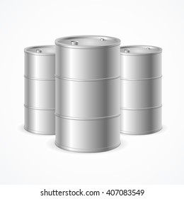 Blank Realistic Oil Barrel Drums. Vector illustration