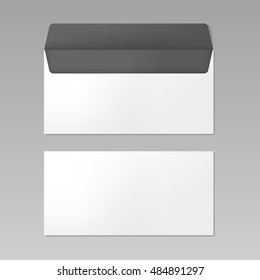 Blank Realistic Opened Envelope Front And Back View Mockup