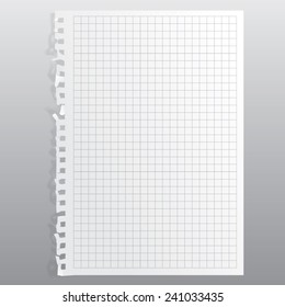 blank realistic perforated squared sheet. Portrait orientation.