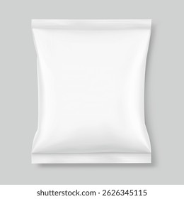 Bolsa de travesseiro realista em branco. Vista frontal. Ilustração de vetor isolada em plano de fundo cinza. Perfeito para criar seu pacote final. EPS10	