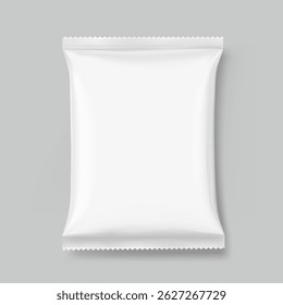 Blank realistic pillow bag mockup. Front view. Vector illustration isolated on grey background. Perfect to create your final pack shot. EPS10.	