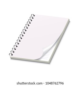 blank realistic spiral 3d notepad isolated on white background. Vector illustration.