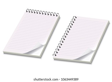 blank realistic spiral 3d notepad isolated on white background. Vector illustration.