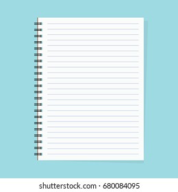 Blank realistic spiral notebook isolated on a blue background - Vector