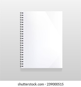 blank realistic spiral notebook with blank sheet. Portrait orientation.