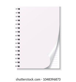 blank realistic spiral notepad isolated on white background. Vector illustration.