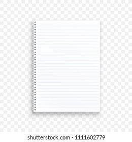 Blank realistic spiral notepad notebook isolated on transparent background. Vector illustration