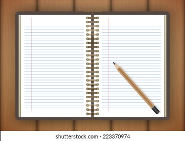 blank realistic spiral notepad notebook and pencil vector