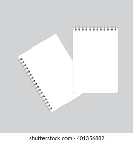 Blank realistic spiral notepad notebook isolated on white vector. Display Mock up.