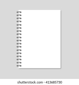 Blank realistic spiral notepad notebook isolated on white vector. Template notebook. Blank cover design
