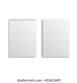 Blank realistic spiral notepad notebook isolated on white
