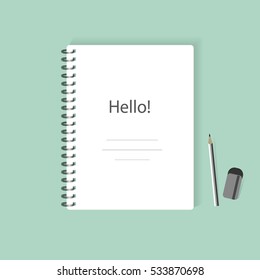 Blank realistic spiral notepad notebook isolated vector. Display Mock up.
