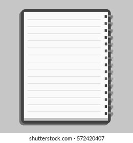 Blank realistic spiral notepad notebook isolated on gray background