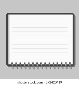 Blank realistic spiral notepad notebook isolated on gray background