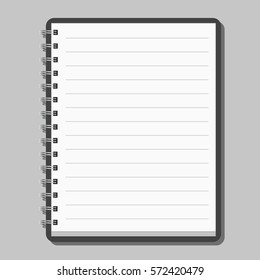 Blank realistic spiral notepad notebook isolated on gray background