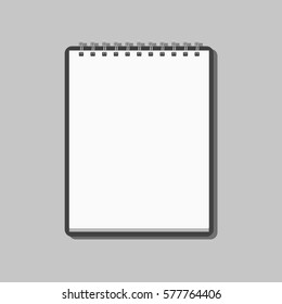blank realistic spiral notepad notebook isolated on gray background