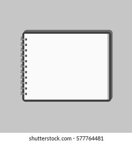 blank realistic spiral notepad notebook isolated on gray background