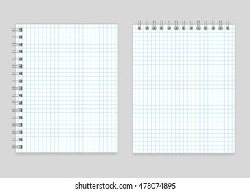 Blank realistic spiral squared notebook mockup