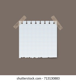 Blank realistic squared torn paper piece isolated on background. Vector illustration. Eps 10.