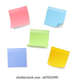 Blank Realistic Sticky Note Papers. Vector illustration