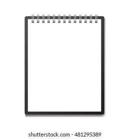 Blank realistic top spiral notebook mockup