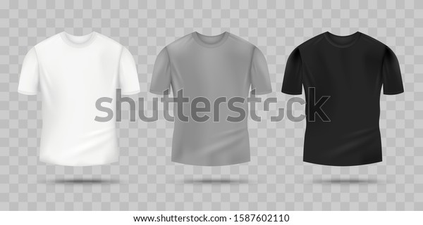 Blank Realistic Tshirt Mockup Set White Stock Vector Royalty Free