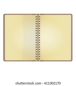 Blank Realistic Vintage Open Notebook Isolated On White Background