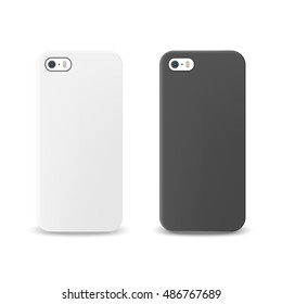 Blank realistic white and black phone cases mockup