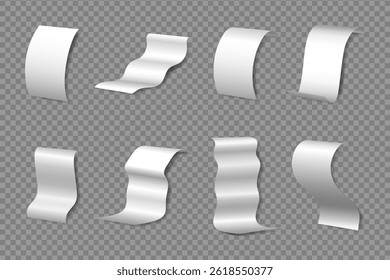 Blank Receipt Collection. Empty Paper Bills and Realistic Shop Checks for Financial Transactions