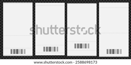 Blank receipt mockup set with barcodes for design and branding concepts