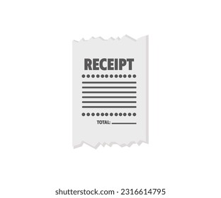 Blank receipt, paper check, sell receipt or bill template. Pay receipt paper, finance print invoice vector design and illustration.

