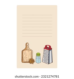 Blank recipe book with grater and salt vector illustration graphic design