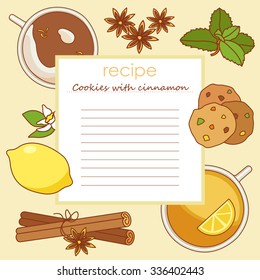 Blank recipe book vector with hand drawn illustrations