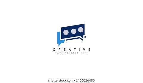 Blank Rectangle Message Bubble Chat with Talk Typography Lettering logo design
