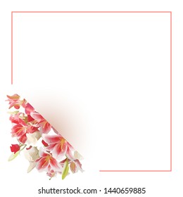 blank rectangle with pink roses. Can used for invitation, banner, card, print, banner, background