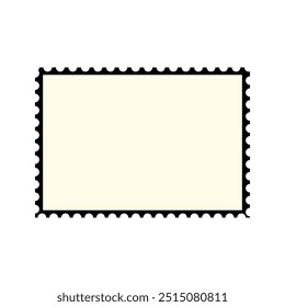 Blank rectangle and square postage stamp with perforated edge. Postage stamp frame. Empty border template for postcards and letters. Vector illustration isolated on white background. Eps file 47.