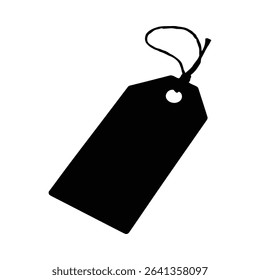 Blank rectangular black price tag silhouette, ideal for retail, sales, and discounts.