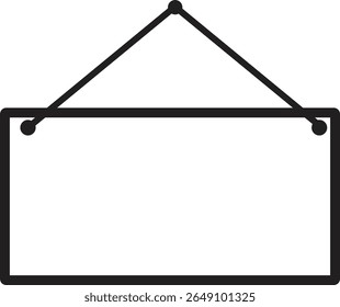 Vetor de sinal suspenso retangular em branco - Ilustração de quadro preto mínimo para vitrines, anúncios, etiquetas, ofícios DIY, avisos de negócios, convites e projetos gráficos imprimíveis