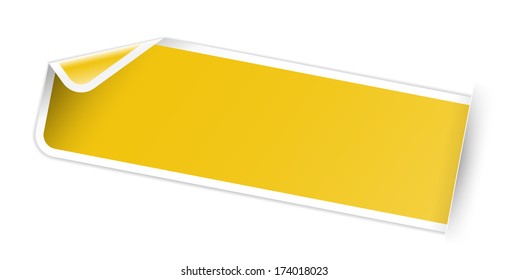 The blank rectangular label with hidden edge / blank yellow sticker / the tag