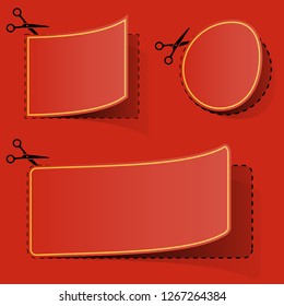 Blank red advertising coupon cut from sheet of paper.