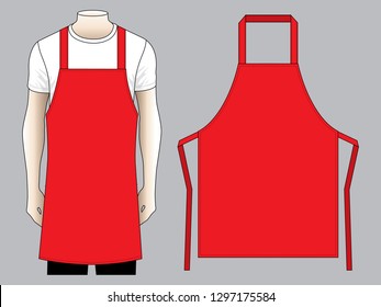 Blank Red Apron Pattern Template on Gray Background, Vector File.