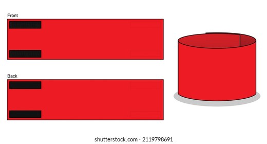 Blank Red Armband Captain Pattern Template on White Background.Front and Back View, Vector File.