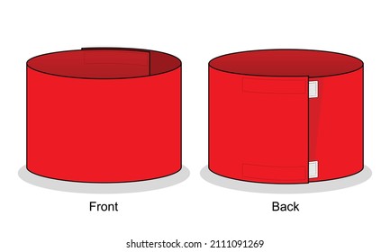 Blank Red Armband Captain Template on White Background.
Front and Back View, Vector File.